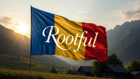 romanian flag with rootful written on it