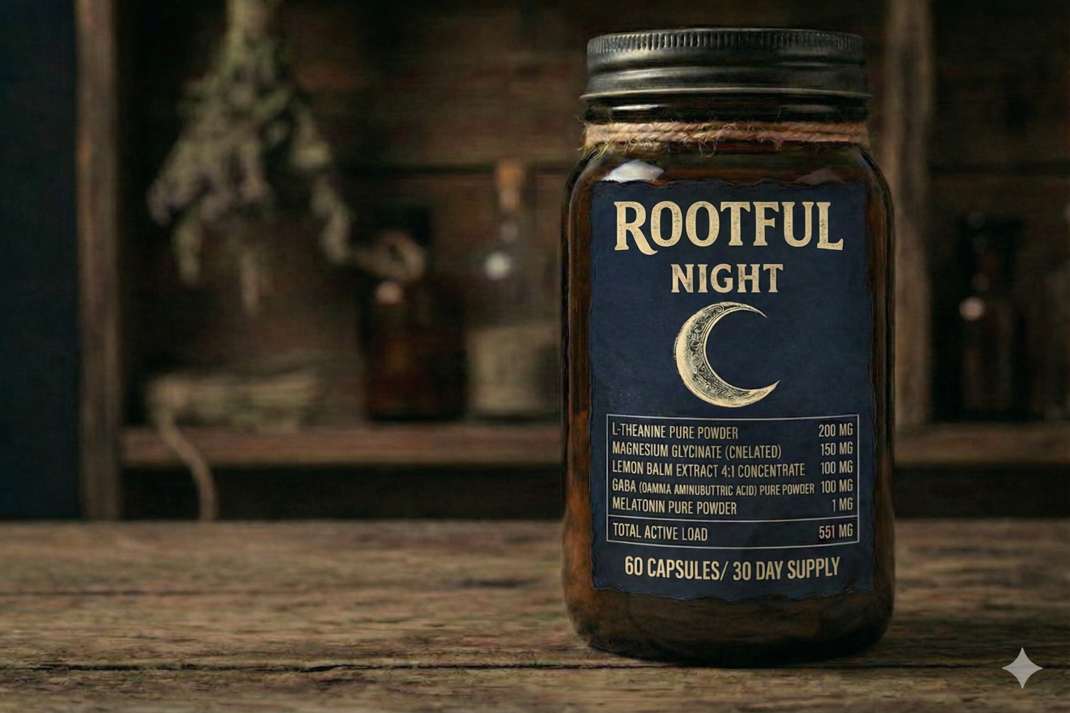 Rootful Night — Capsule Somn Natural, L-Teanina + Magneziu + GABA