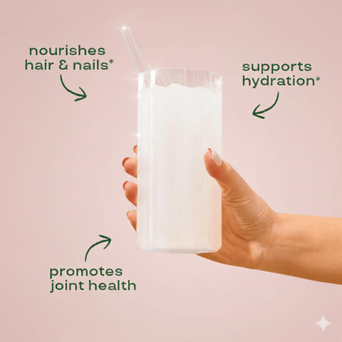 Glass full of water with collagen 