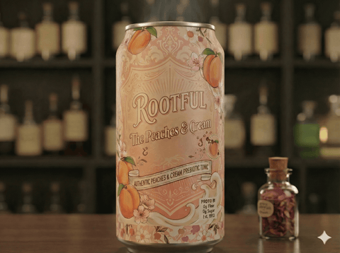 Prebiotic peaches drink can