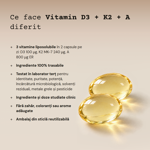 Ce face Vitamin D3 + K2 + A diferit