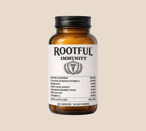 Rootful Immunity capsule – Colostru Bovin, Vitamina C, Quercetin și D3 pentru imunitate