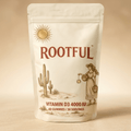 ROOTFUL Vitamin D3 4000 IU Gummies – cream and terracotta desert botanical pouch with cactus and sun illustration, 60 gummies / 30 servings
