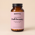 ROOTFUL Full-beauty, capsule cu peptide de colagen, flacon din sticla ambra cu eticheta roz