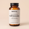ROOTFUL Full-immunity, capsule cu colostru si quercetina, flacon din sticla ambra cu eticheta crem