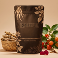 ROOTFUL Ashwagandha KSM-66, jeleuri, punga cu rădăcini și ramură de ashwagandha