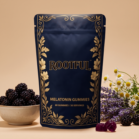 ROOTFUL Melatonină 5 mg, jeleuri, punga cu mure, lavandă și mușețel