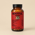 Supliment ROOTFUL Energy pentru energie naturală cu cacao și cafea fermentate, sfeclă roșie, moringa și L-arginină – flacon de 60 capsule, fabricat în România