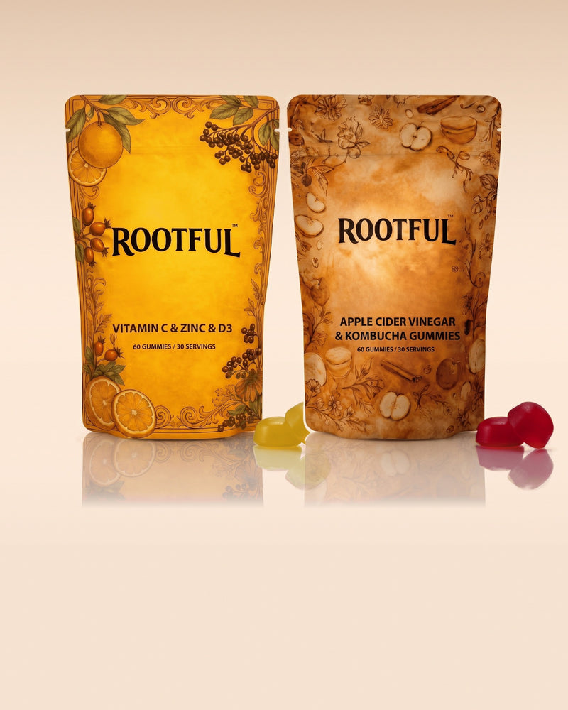 Vitalitate Zilnică ROOTFUL: jeleuri Vitamin C & Zinc & D3 și Apple Cider Vinegar & Kombucha