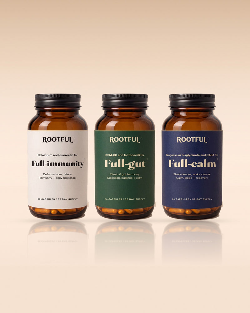 Ritual Zilnic ROOTFUL: capsulele Full-immunity, Full-gut și Full-calm
